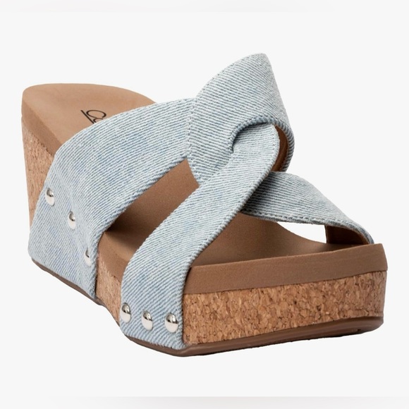 Corkys Denim Wedge Sandals New with box - Picture 6 of 6